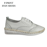 White Color Women Leather Shoes with Outsole Stiching Deesign