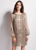 European Long Sleeve Print Polyester Vintage Dress