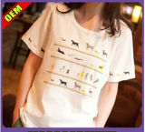 Fashion Sexy Cotton/Polyester Printed T-Shirt for Women (W301)