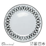 Lozenge Design Black and White Dinner Plate