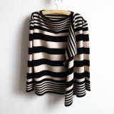 Ladies Fashion Acrylic Knitted Striped Cardigan Sweater (YKY2012)