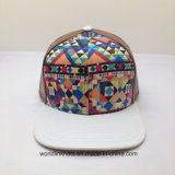 Fashion 3 Tone Digital PU Leather Geometry Panten Snapback Cap