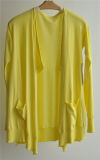 Ladies Long Sleeve Opean Pure Color Knit Cardigan with Pocket