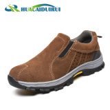 Stylish No Lace Suede Leather Rubber Sole Safety Shoes