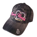 Heavy Washed Baseball Caps with Heart Logo Gjwd1718