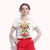 Fashion Sexy Cotton/Polyester Printed T-Shirt for Women (W011)