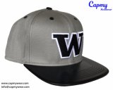 100% Cotton Grey Material Cap Snap Plastic Snapback Cap