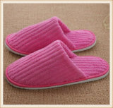 New Arrival High Quality Strip Coral Fleece Disposalbe Hotel Slipper