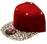 100% Leather Brim Red Snapback Caps