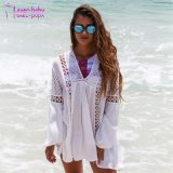 Women's V-Neck Long Sleeve White Tunic Shirt