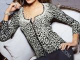 Ladies' Cashmere and Silk Cardigan with Printings Hm-Sw09005