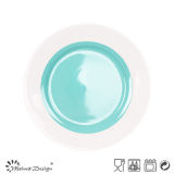 Colorful Glazing White Rim Salad Plate