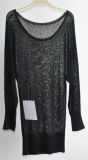 Ladies Round Neck Pure Color Pullover Knit Sweater