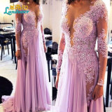 Lavender Lace Prom Party Gowns Lace Chiffon Evening Dresses Z5082
