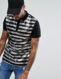 Men's Polo Shirt in Sequin Stripe