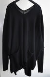 V-Neck Batwing Sleeve Loose Knit Sweater for Ladies