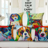 Bop Dogs Cotton Linen Woven Printed Cushion Cover for Sofa (35C0166)