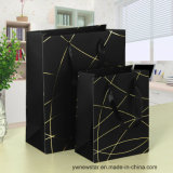 Black Paper Gift Bag with Gold Thread