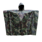 Camouflage Rain Poncho Light Weight Polyester PVC Military Raincoat