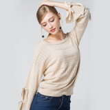 2018 Fall Winter Shiny Chunky Cross Sleeve Women Sweater Pullover