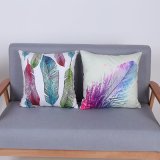 Digital Print Decorative Cushion/Pillow with Watercolor Feather Pattern (MX-89)