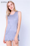 Laser Suede Cut-out Hem Ladies Tank Dress