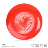 Red Color with Heart Shape Dessert Plate