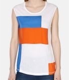 Loose Fit Jersey Vest with Contrast Colour Block Woven Applique