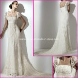 Cap Sleeves Lace Bridal Gown Pearls Tulle Wedding Dress A15133