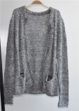 100%Cotton Ladies Sweater Cardigan with Pocket