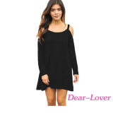Sexy Cute Cold Shoulder Flared Cotton Party Dress