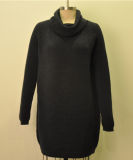 Wool Cashmere Women Cowl Neck Pullover Knit Sweater