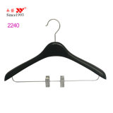Adjustable Black Plastic Suit Hanger with Big Clips