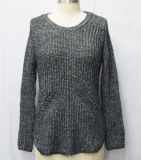 Women Jacquard Round Neck Pullover Knitted Sweater