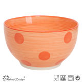 Round Orange Color Hand Painting with DOT Bowl