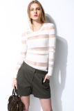 Spring Round Neck Translucent Knit Women Sweater