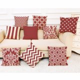 Geometric Figure Red and White Print Cushions