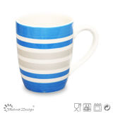 Stripe Blue Color Ceramic Handpainting Mug