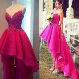 Sweetheart Fuchsia Formal Gown Lace Hi-Low Evening Prom Party Dress G02