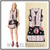 European High Quality Designer Clothes Lady Floral Printed Sleeveless Sweet Dress