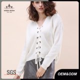 Ladies Knitted Lace up Sweater Pullover