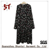 OEM Lady Fashion Casual Abstract Pattern Long Sleeve Dress