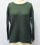 Women Pure Color Round Neck Pullover Knitted Sweater