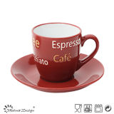 3oz Red Color Glaze Espresso Cup and Saucer