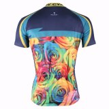 Rainbow Rose Patterned Men's Short Sleeve Cycling Jersey
