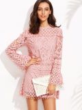 2017 New Designs Crochet POM-POM Trim Sheer Lace Dresses
