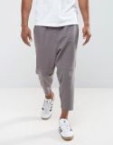 Tapered Cropped Trousers in Light Purple Cut & Sew