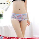 MID-Rised Mention Hip Flower Printing Mesh Ladies Transparent Panties