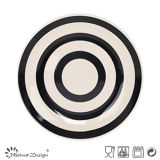 Black & White Strip Stoneware Hand Painting Dessert Plate