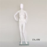 Glossy White Female Manikin with Base Standing